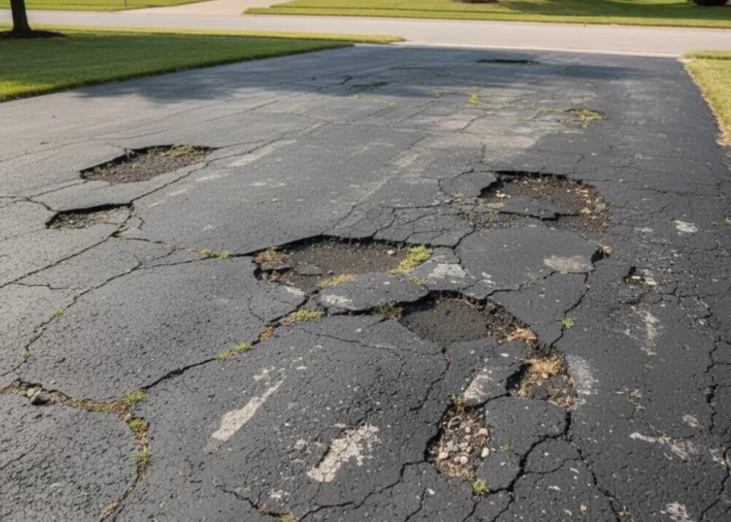 Frost damaged driveway surface