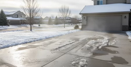 Ice melting on the UK driveway