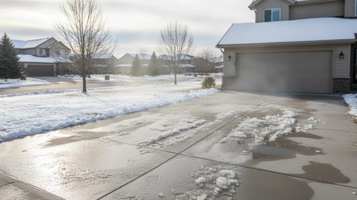 Ice melting on the UK driveway