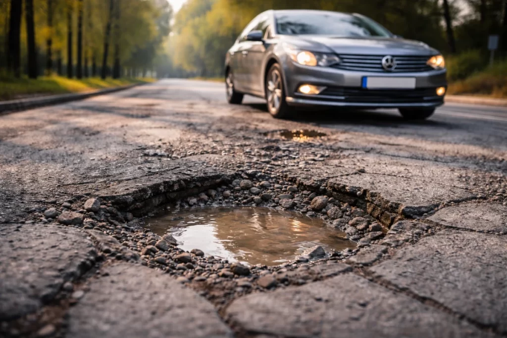 tire sidewall bulge puncture blowout from pothole
