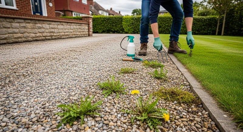 Gravel driveway free of weeds