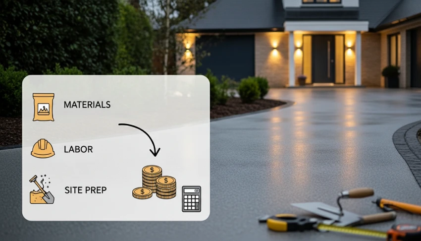 Modern resin driveway with edging