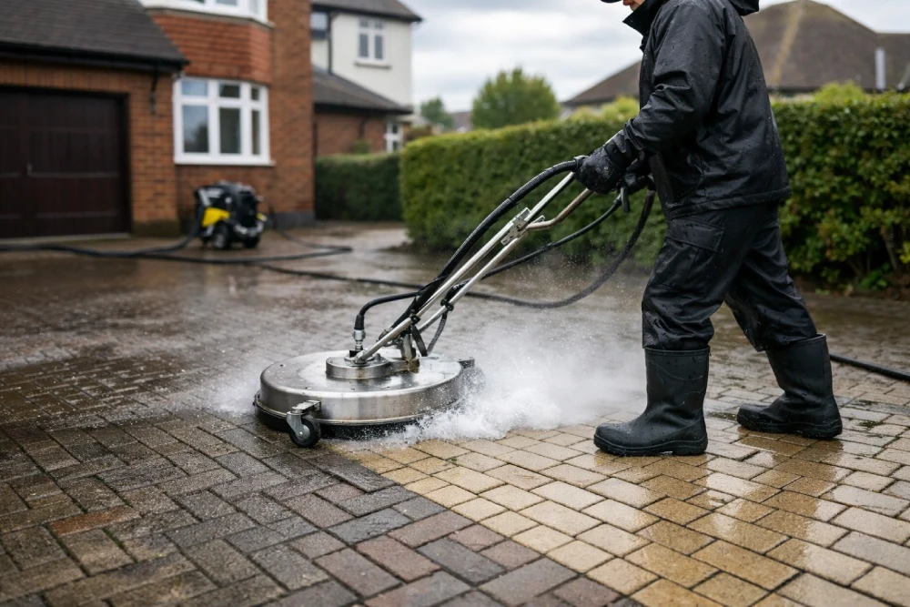 Local expert power washing driveway