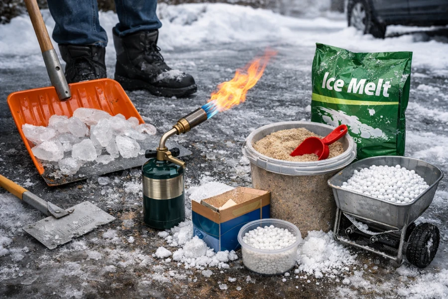 Removing ice from the driveway UK