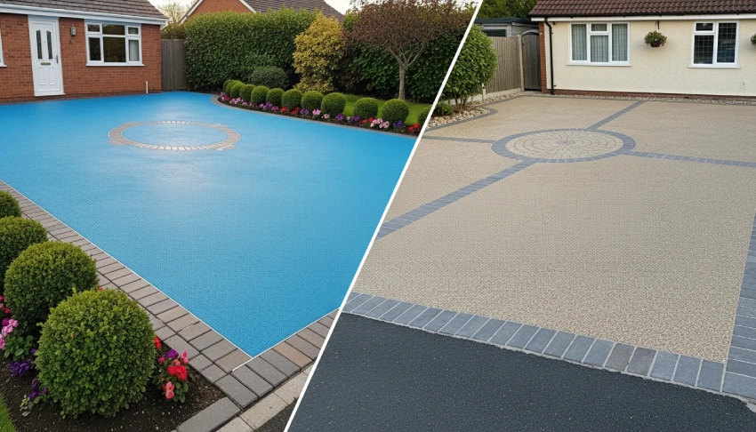 Resin-bound driveway with stone aggregate