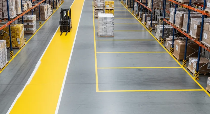 Forklift lane markings industrial warehouse