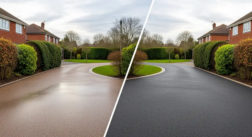 Asphalt tarmac industrial driveway surface