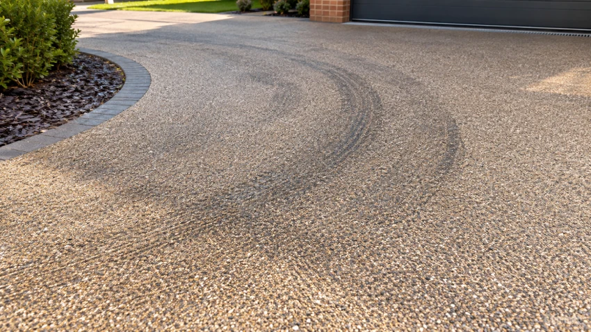 Driveway tyre marks