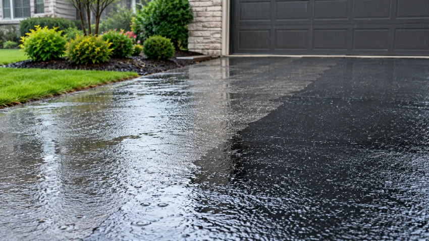 Wet driveway sealer