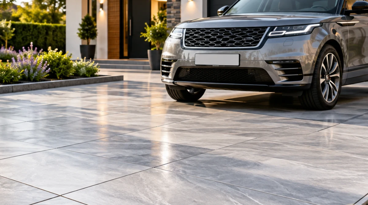 Porcelain driveway paving