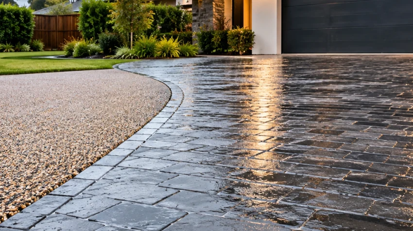 Driveway surface comparison for heavy rain and drainage performance.