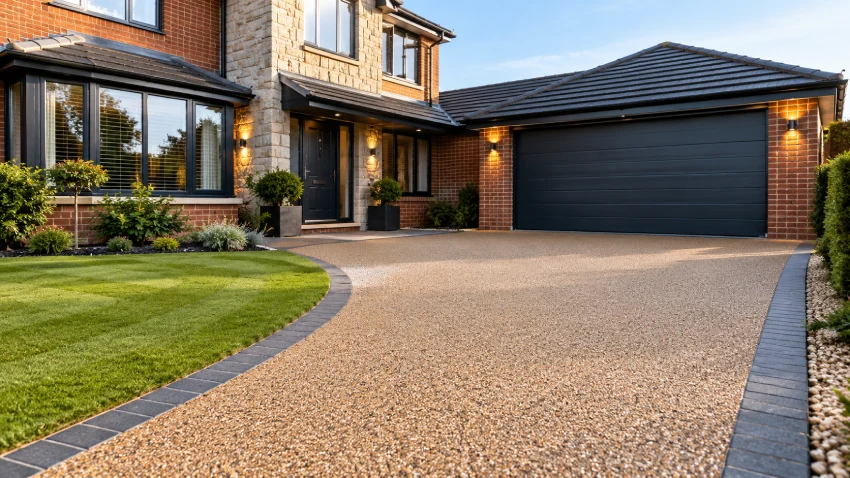 Modern resin-bound driveway