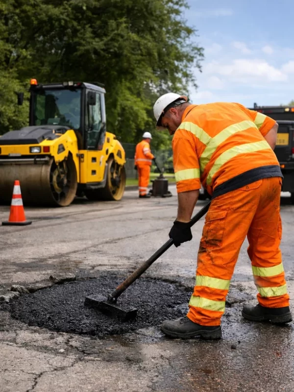 Professional pothole repair using hot rolled tarmac in Essex-1