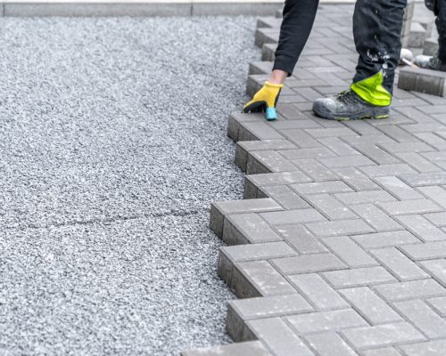 New,Sidewalk,Made,Of,Concrete,Interlocking,Paving,Blocks