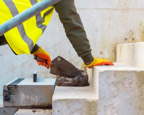 Concrete,Steps,Under,Construction,As,A,Team,Of,Builders,Install